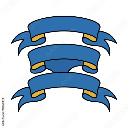 Three Blue Ribbons with Gold Accents