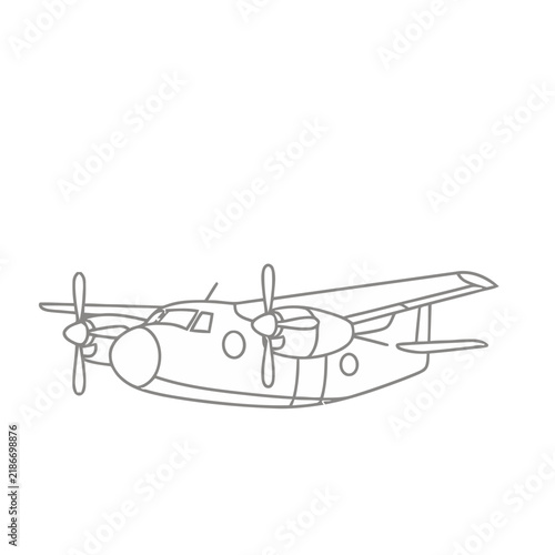 Twin Engine Propeller Airplane Outline