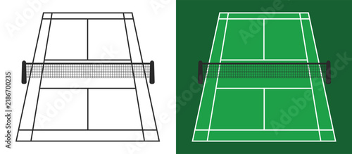 Canvastavla Tennis court vector collection showing outlined and green filled layouts with ne