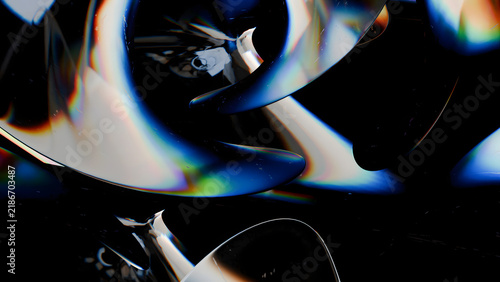 Futuristic 3D Glass Dispersion Background with Chromatic Aberration and Rainbow Prism Reflections