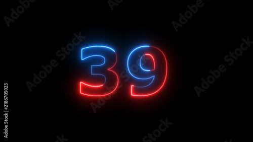 Bild auf Leinwand Neon number39 icon concept background