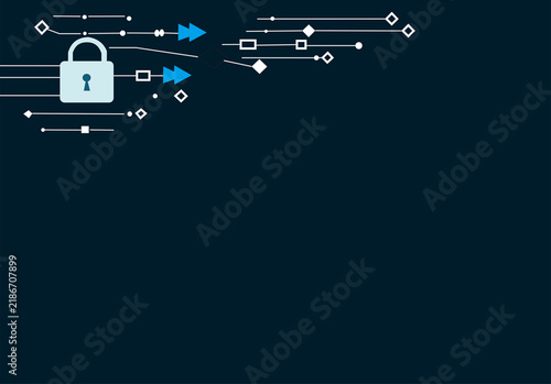 Cybersecurity Background with Digital Lock, Data Protection and Network Security Concept (Technology)