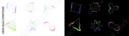 Foto PNG image of  Vibrant neon glowing abstract shapes featuring various geometric o