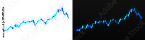 PNG image of  Neon blue digital candlestick financial chart displaying bullish stock market growth trends with glowing visual effects on transparent background