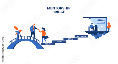 Mentorship Bridge Concept Illustration for Career Growth and Skill Development