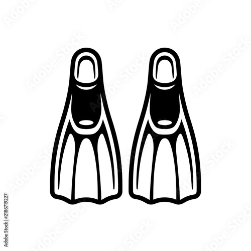 Diving Fins Swim Flippers Vector Illustration - Snorkeling Equipment Line Art Icon