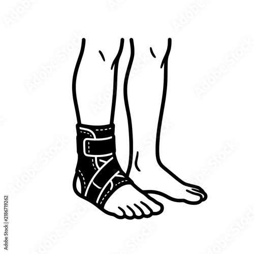 Ankle Brace Support Orthopedic Guard Vector Illustration - Medical Line Art Icon
