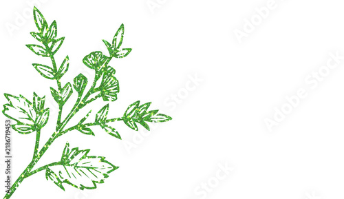Green Glitter Botanical Branch Leaf Corner Frame