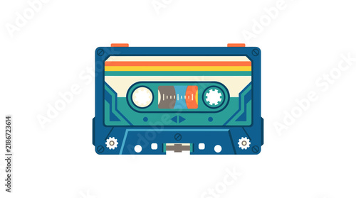 Retro Cassette Tape Flat Vector Illustration