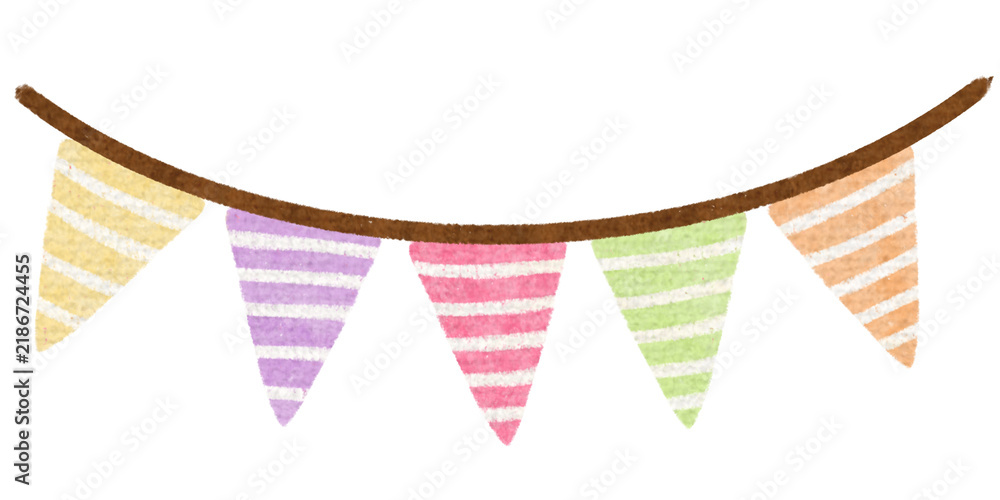 Fototapeta premium hand drawn carnival garland with flags. Decorative colorful party pennants for birthday celebration festival and fair decoration.