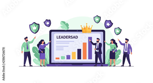 Business Leadership and Success Growth Vector Illustration