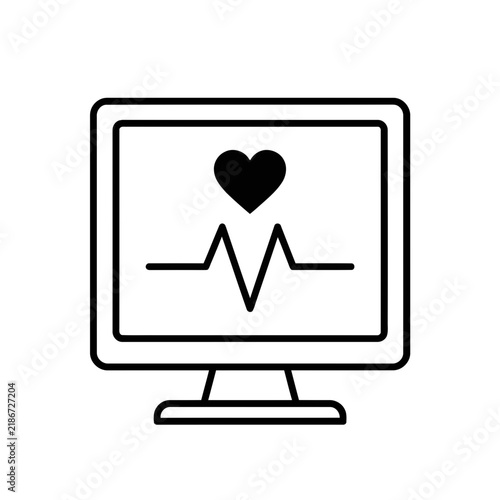Heartbeat monitor on computer screen icon