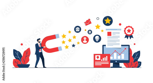 Digital Marketing Lead Generation and Customer Acquisition Illustration