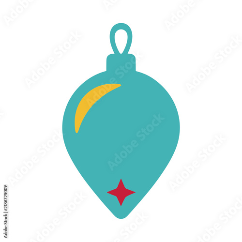 Teal Christmas ornament with yellow and red accents