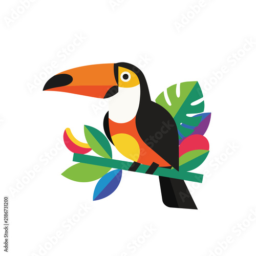 Colorful Toco Toucan Perched on Branch