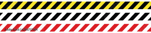 Safety caution stripe patterns with yellow, black, and red hazard warning lines for industrial danger zones and construction