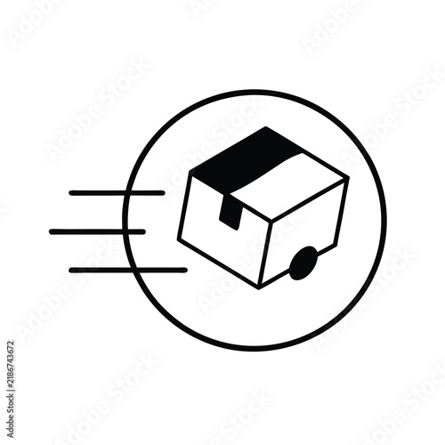 Fast delivery box icon with motion lines for express shipping and cargo logistics service