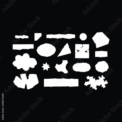 Minimalist Abstract Geometric White Shapes Set on Dark Background

