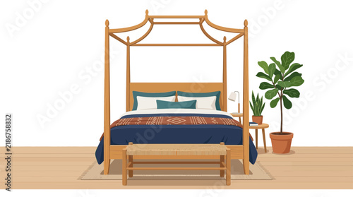 Фотография Cozy Four-Poster Bed Bedroom Interior Design