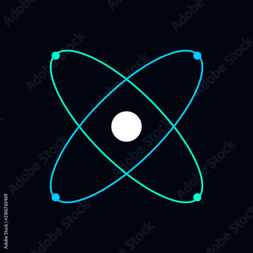 Фотография Conceptual Neon Atomic Spark Orbit Path Vector Illustration for Scientific Resea
