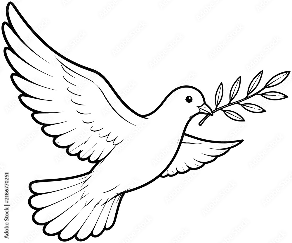 Fototapeta premium Flying Dove Holding Olive Branch Symbolizing Peace and Victory