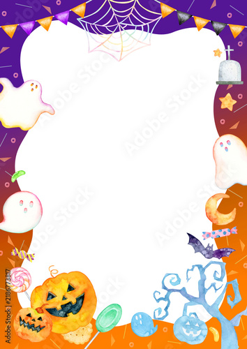 Plakat ハロウィン 背景 フレーム 水彩 イラスト