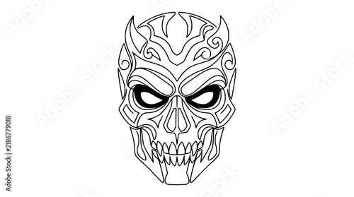 Принти на полотні Tribal Demon Skull Mask Tattoo Design Isolated