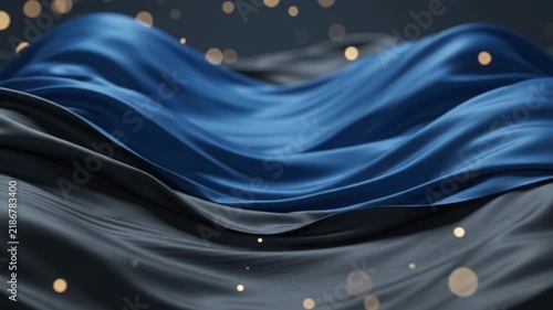 Gif background with blue and black silk fabric waving smoothly