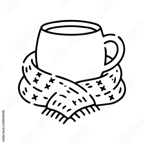 Cozy Coffee Cup with Decorative Scarf Elements for Winter Vibes