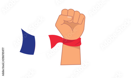Obraz na płótnie Raised fist with French flag