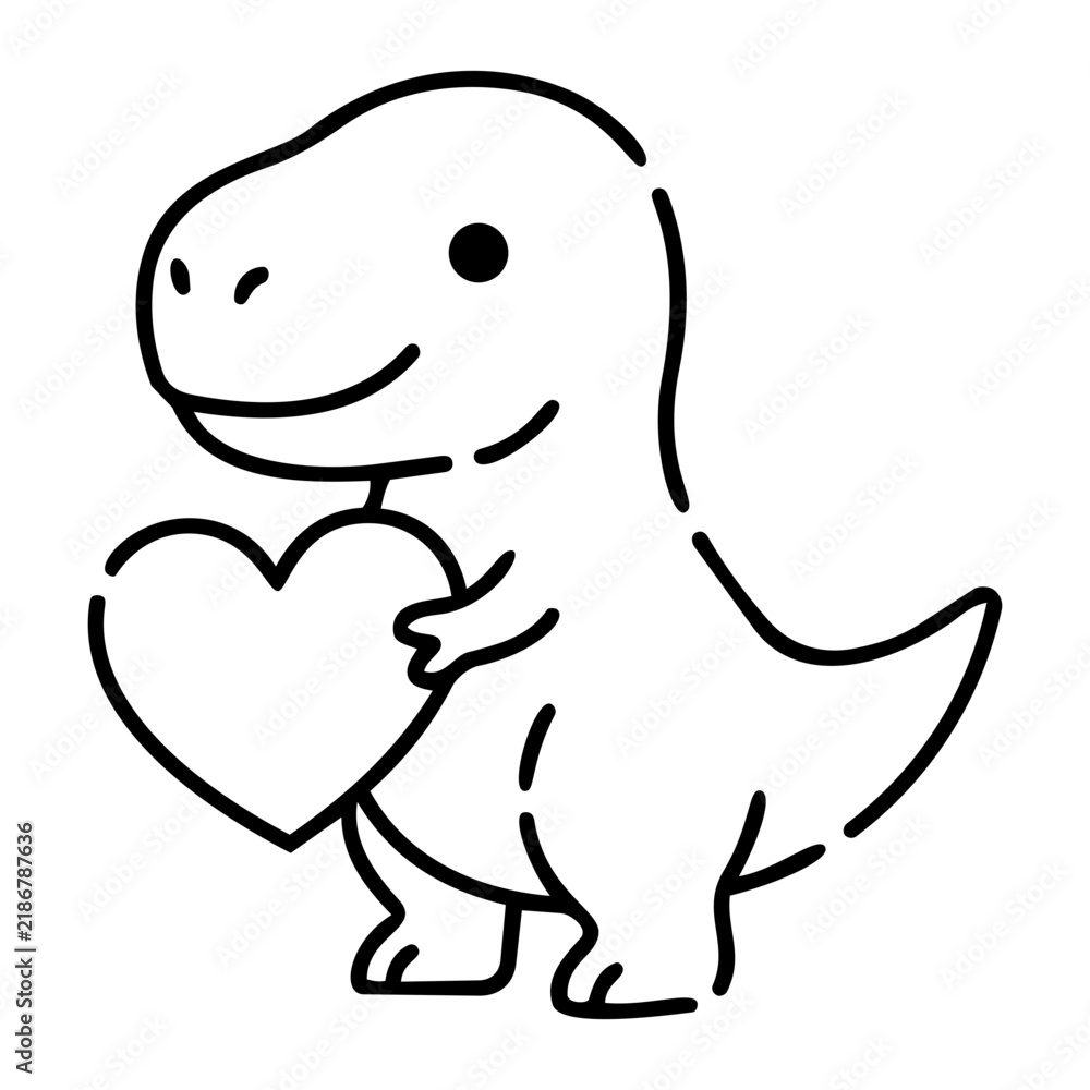 Fototapeta premium Cute Dinosaur Holding Heart for Fun and Playful Design Ideas