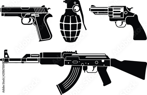 Bild auf Leinwand Handgun and revolver icons for signage