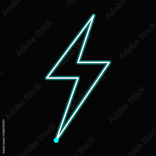 Electric neon spark lightning bolt icon with vibrant cyan glow and minimalist digital energy concept