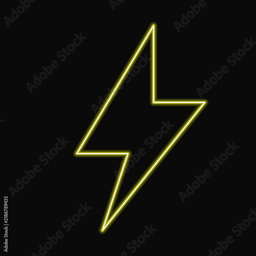 Electric Yellow Neon Spark Lightning Bolt Symbol Representing Rapid Energy Power Surge And Natural Stormy