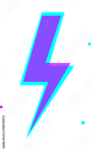 Electric Neon Spark Lightning Bolt Graphic Element for Modern Cyberpunk Digital Design and Futuristic Tech