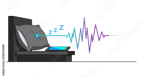 Sleep Tracking Technology Illustration with Smartphone and Bed