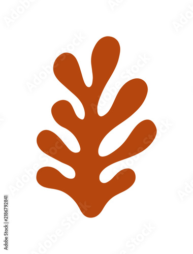 Abstract organic leaf shape in burnt orange color.