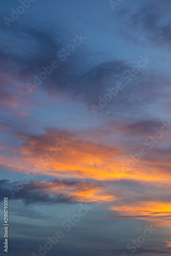 Colorful Sunset Sky With Wispy Clouds