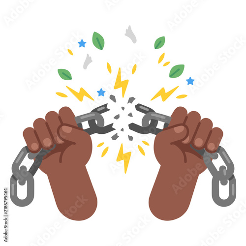 Hands breaking iron chain representing freedom and liberty concept with broken chain breaking chains human hands overcoming obstacles self determination human rights social change freedom illus