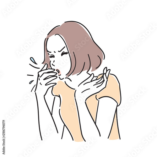 くしゃみをする女性　風邪花粉症の症状