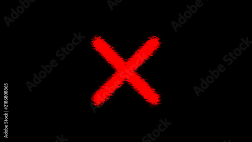 Konstfotografi Red cross mark X symbol on black background rejection concept