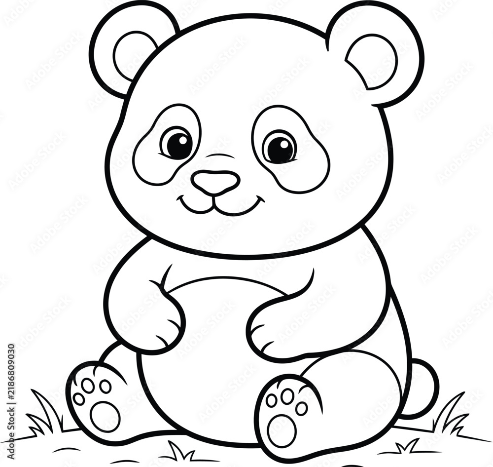 Obraz premium Adorable panda cub coloring page a delightful and charming activity for kids of all ages to enjoy and express their creativity