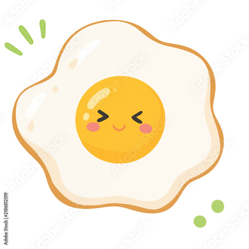 Cute fried egg on white background 