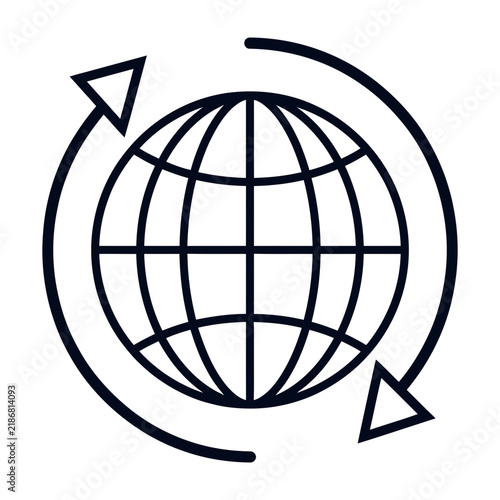 Global recycling symbol with earth globe icon