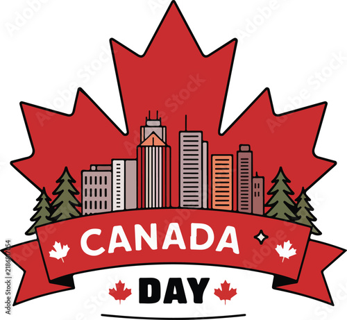 Canada Day Skyline Illustration Celebrating Canadian Heritage