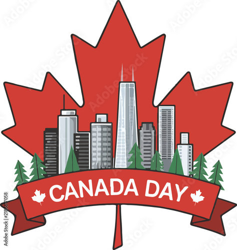 Canada Day Skyline Illustration Celebrating Canadian Heritage
