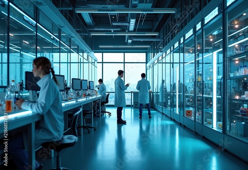 Futuristic Stem Lab Cutting Edge Unobstructed Glass Advanced Technology Space Modern Innovation Hub