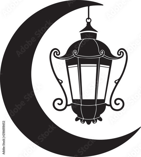 Crescent Moon Lantern Symbol Illustration for Elegant Design Inspiration