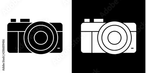 Compact Camera Icon Set White Style Collection