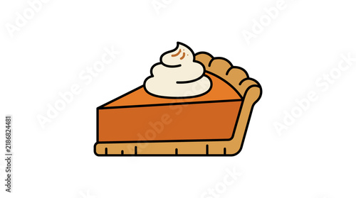 A Delicious Slice of Pumpkin Pie Served With Whipped Cream Icon Illustration